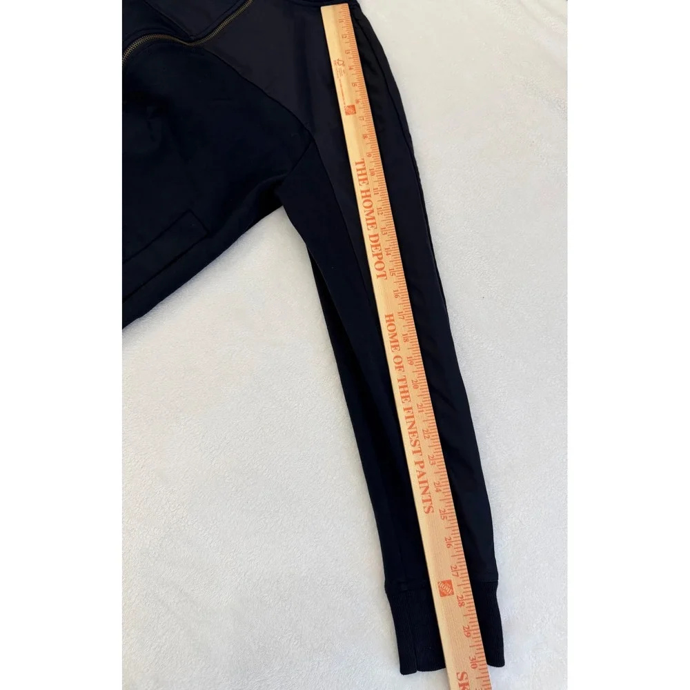 Banana Republic Mens Med Mixed Media Bomber Jacket Navy Blue Full Zip Preppy EUC